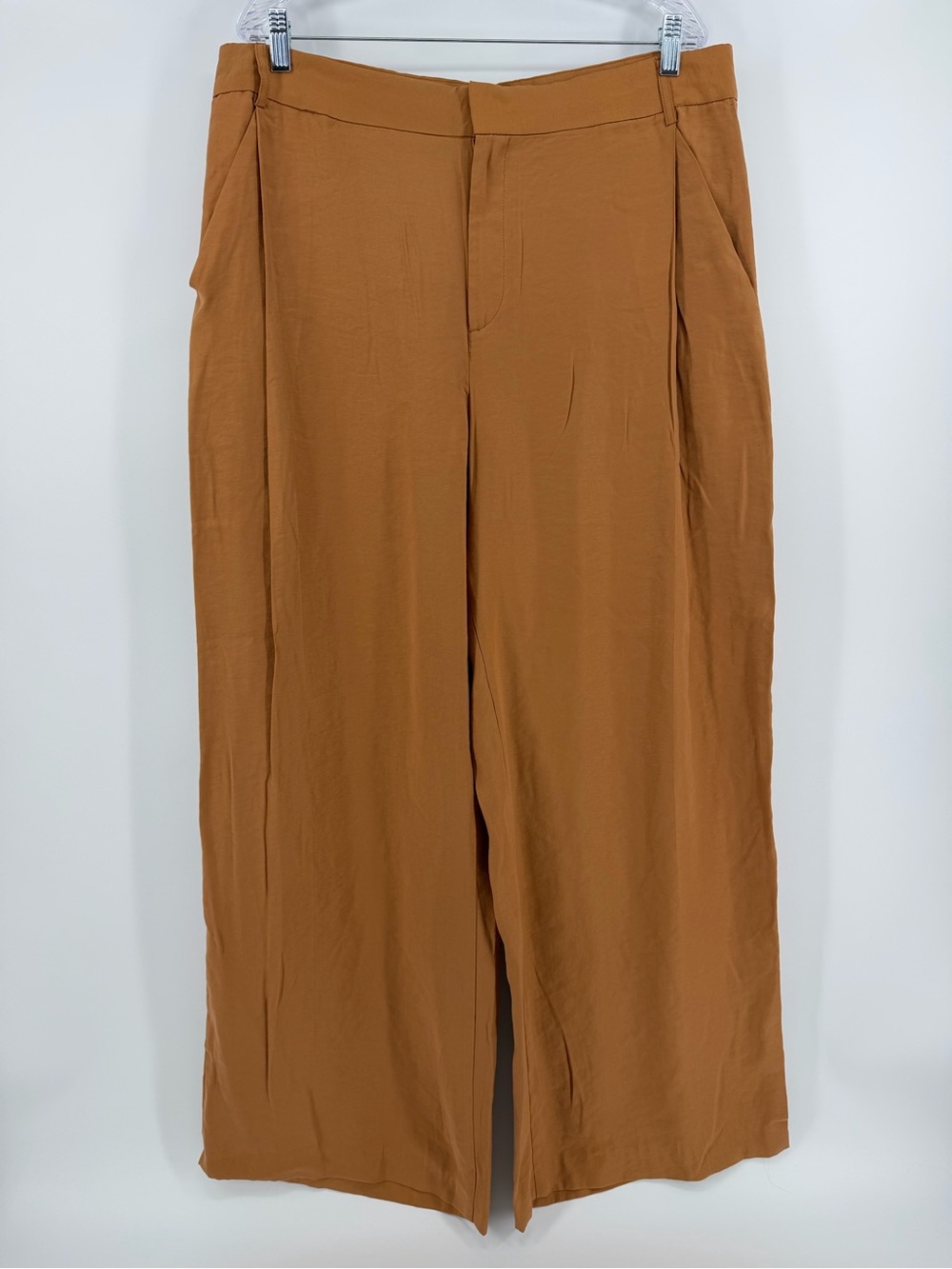 NWT ZARA Wide Leg Lightweight Modal Blend Pants in Butterscotch Brown, Size XXL